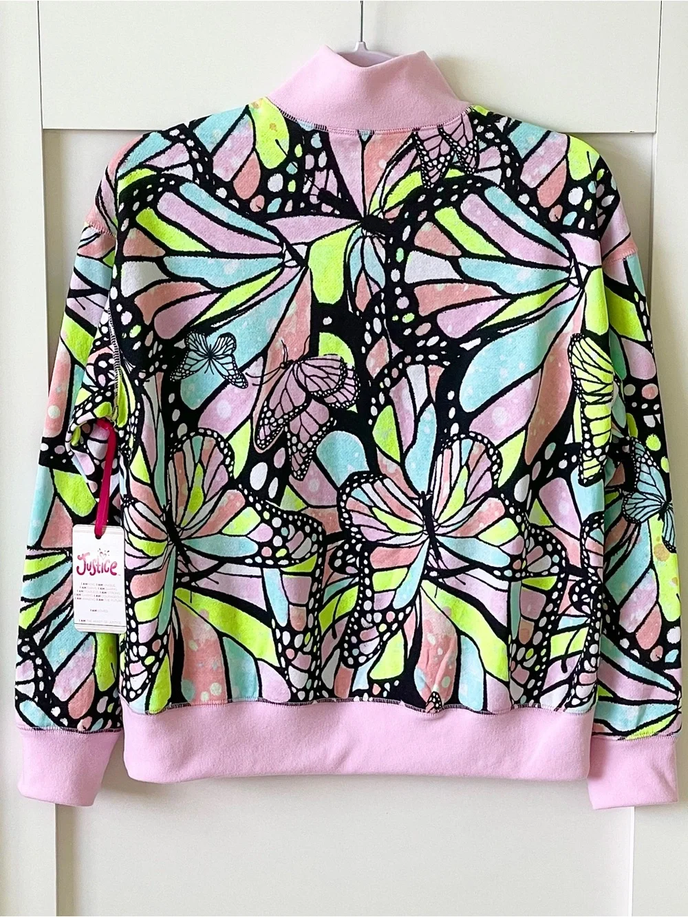 Justice Sweatshirt Fleece Color Full Mock Neck Half-Zip Long Sleeve Stretch